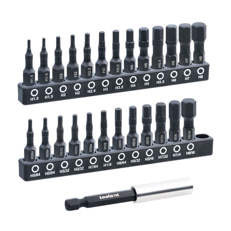 Juego de bits hexagonales toolant de 26 piezas Métricas y SAE