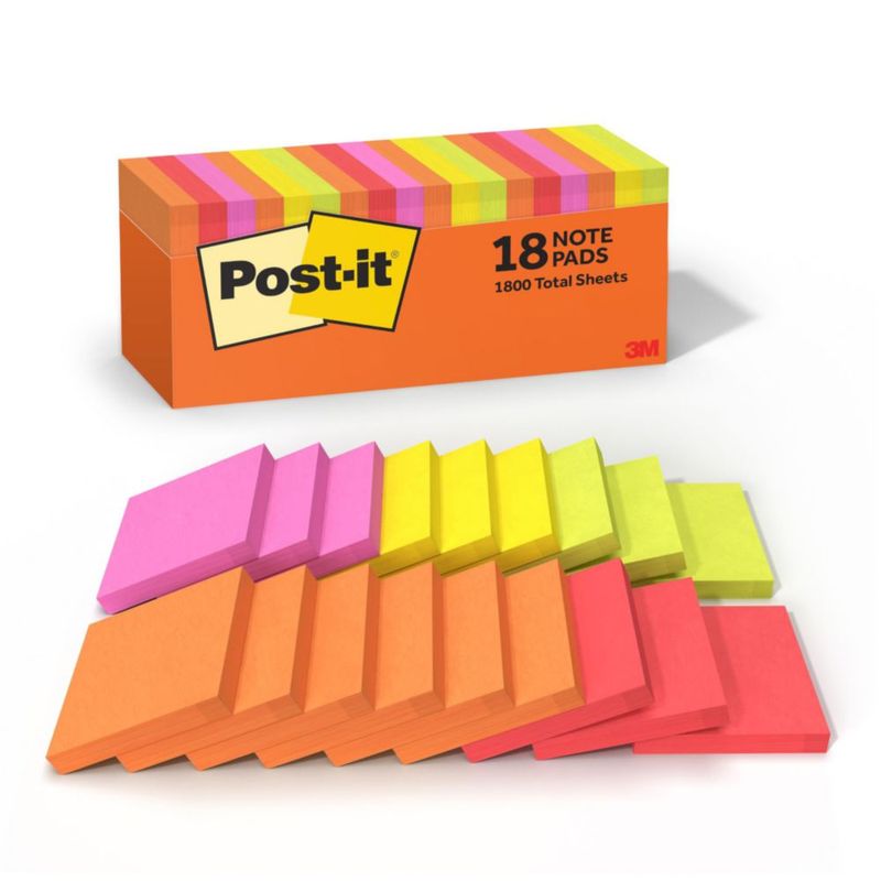 Post-it Notas adhesivas 8 cm 18 blocs de 100 hojas cada uno
