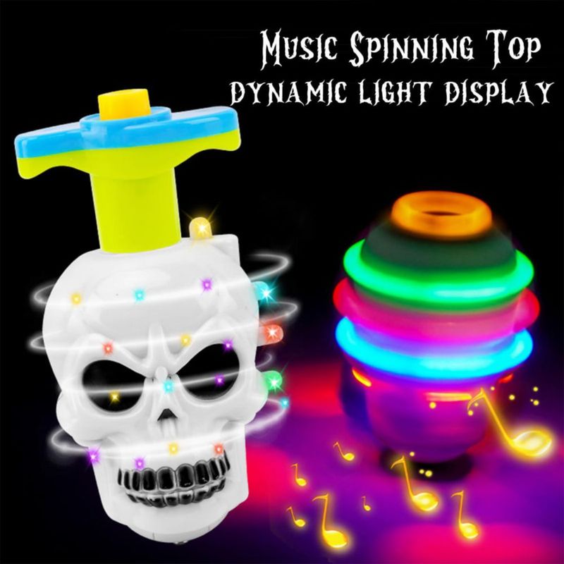 DERAYEE Set de 3 Peonzas LED para Halloween – Calabaza y Fantasma Luz y Música Ideal para Fiestas Bolsas de Regalo y Recompensas en el Aula