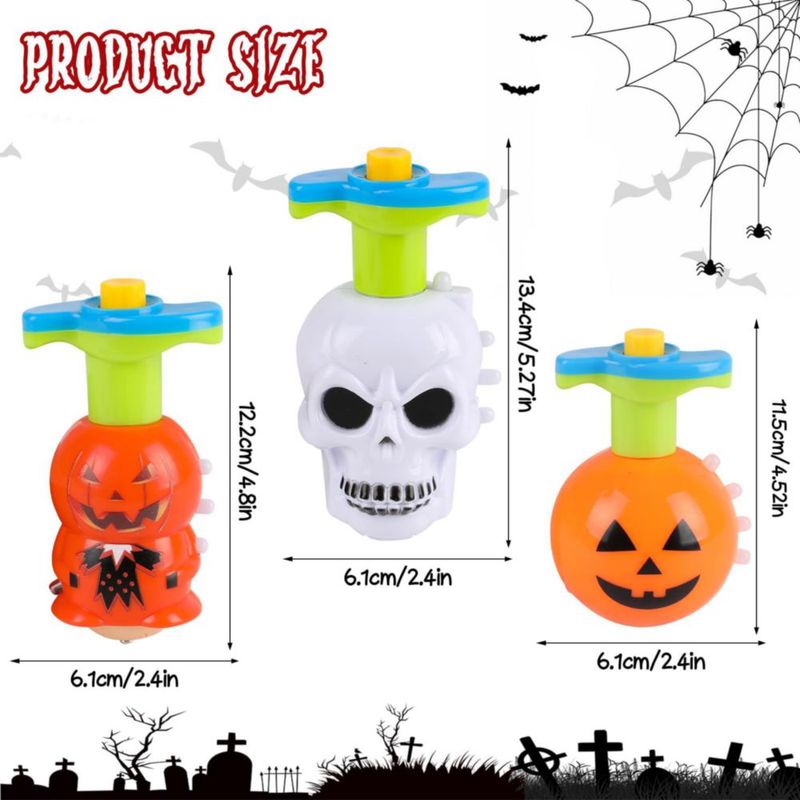 DERAYEE Set de 3 Peonzas LED para Halloween – Calabaza y Fantasma Luz y Música Ideal para Fiestas Bolsas de Regalo y Recompensas en el Aula