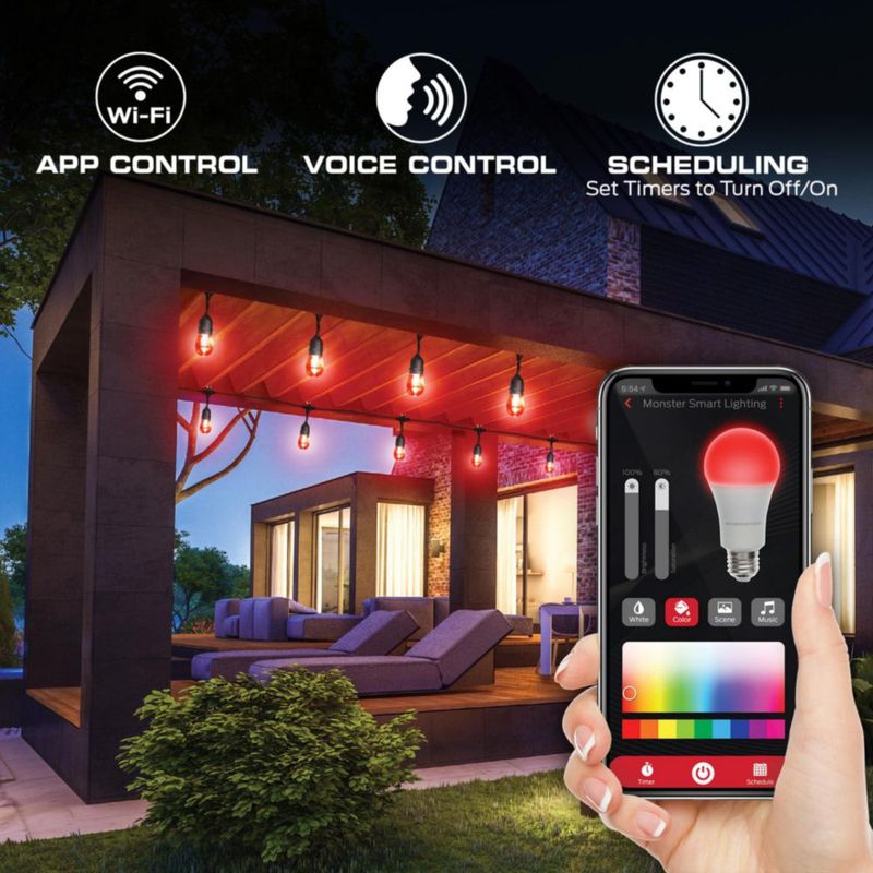 Monster Smart 73 m Luces de guirnalda exteriores RGB+WW con 12 bombillas