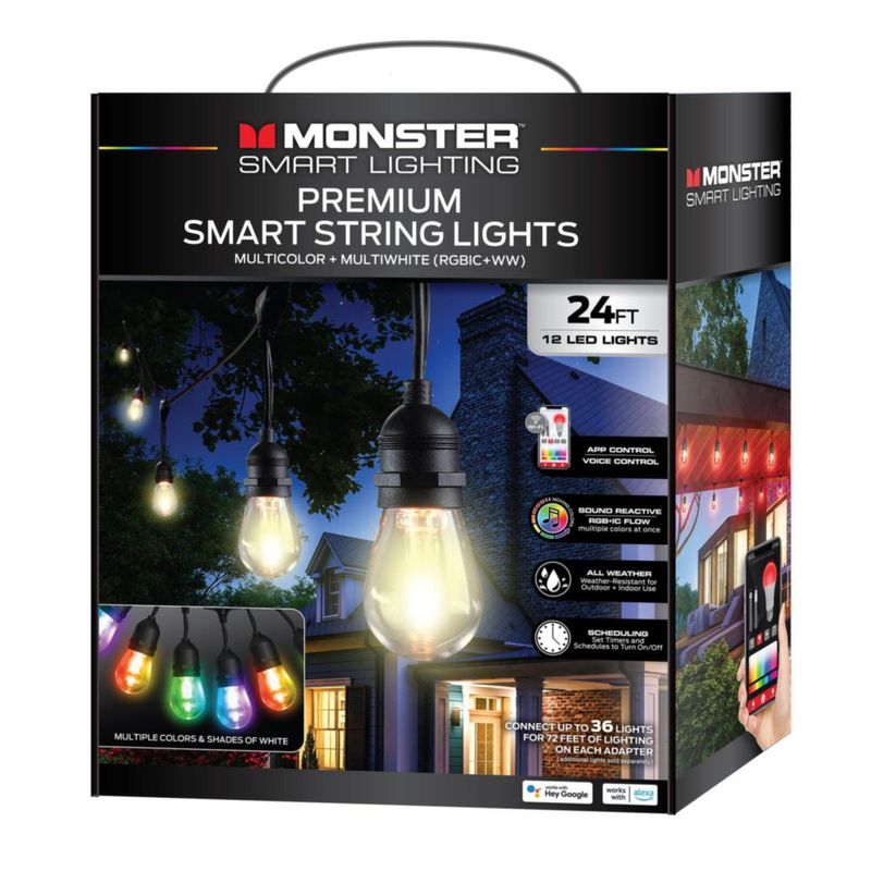 Monster Smart 73 m Luces de guirnalda exteriores RGB+WW con 12 bombillas