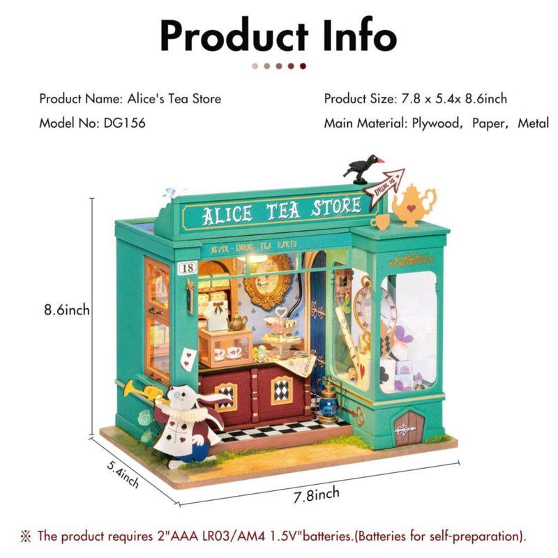 Kit de casa en miniatura Rolife Alice's Tea Store con muebles