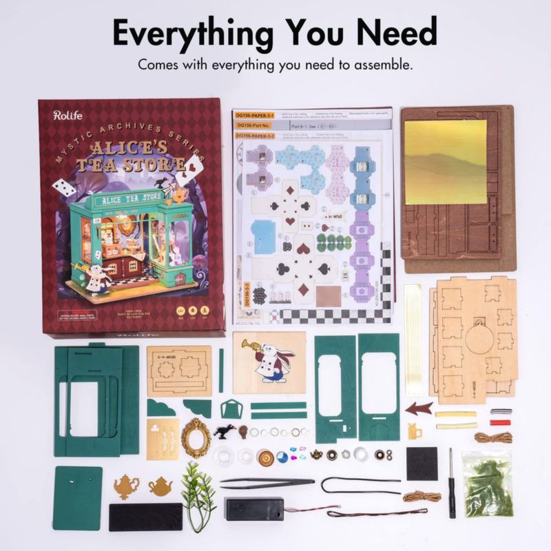 Kit de casa en miniatura Rolife Alice's Tea Store con muebles