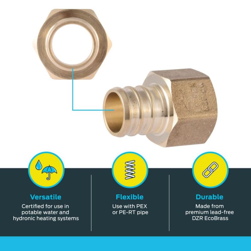 Conector de fontanería de latón Crimp Connector SharkBite de 3/4 x 1/2