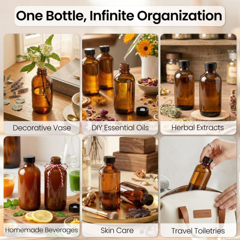Botellas TBWIND pack de 54 unidades 120 ml vidrio ámbar con tapa hermética