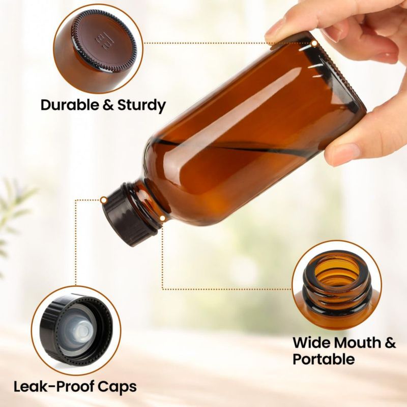 Botellas TBWIND pack de 54 unidades 120 ml vidrio ámbar con tapa hermética