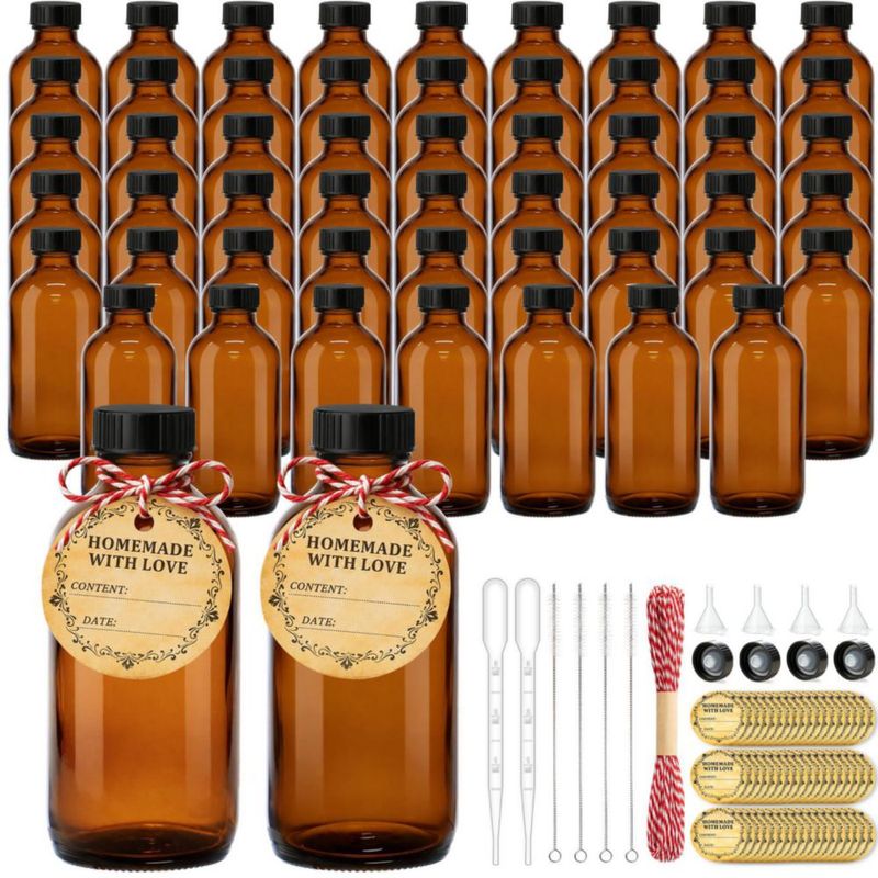 Botellas TBWIND pack de 54 unidades 120 ml vidrio ámbar con tapa hermética