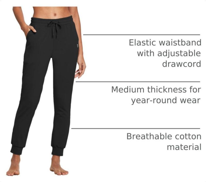 PANTALONES baleal para mujer Joggers de algodón negro Talla L