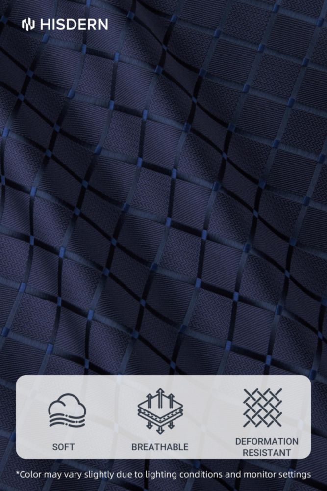 Conjunto de Corbata y Pañuelo de Bolsillo a Cuadros Azul HISDERN - Talla Única