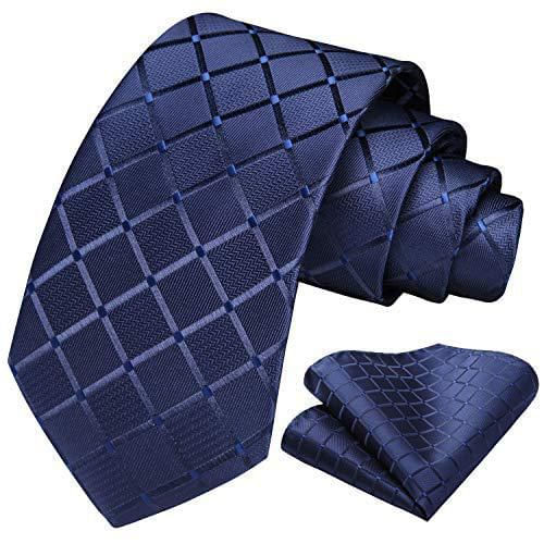 Conjunto de Corbata y Pañuelo de Bolsillo a Cuadros Azul HISDERN - Talla Única