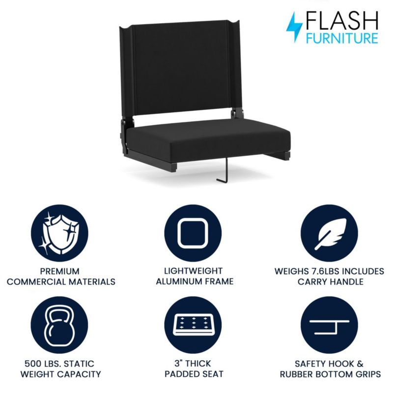 Asiento plegable para estadio Flash Furniture negro capacidad 227 kg