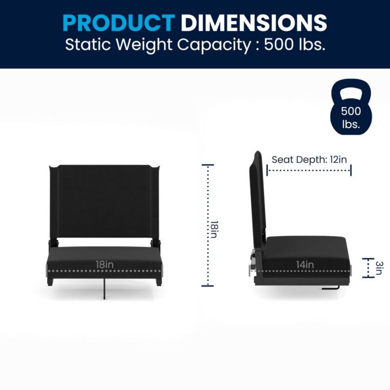 Asiento plegable para estadio Flash Furniture negro capacidad 227 kg
