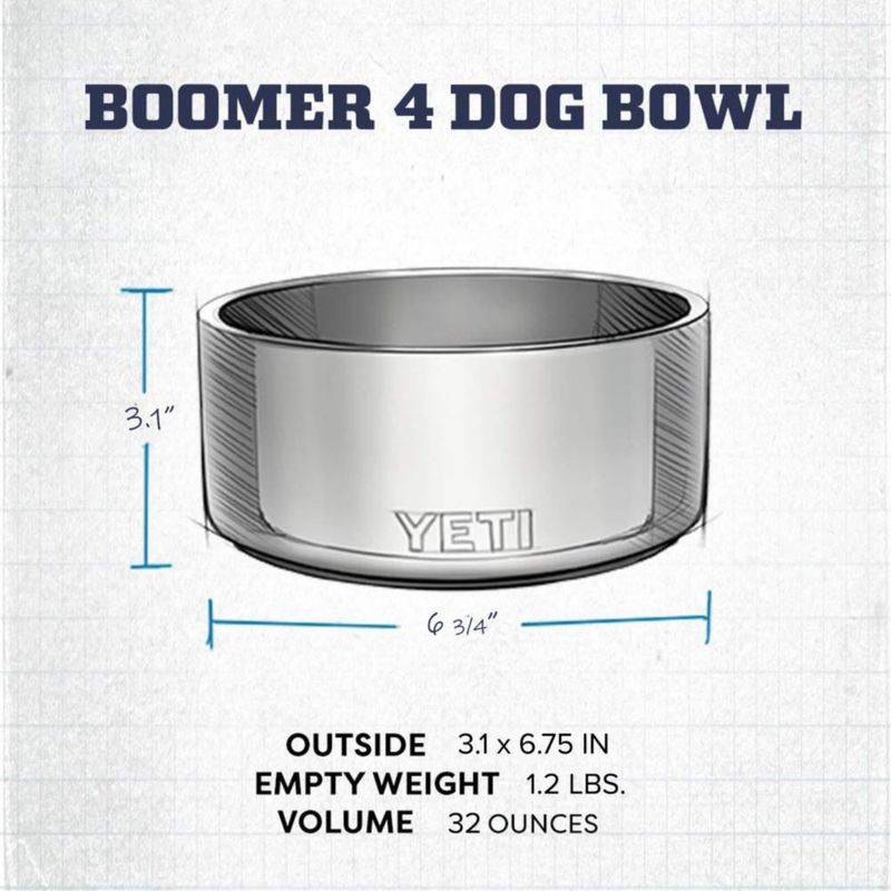 Cuenco para perros YETI Boomer 4 de acero inoxidable antideslizante de 1 litro