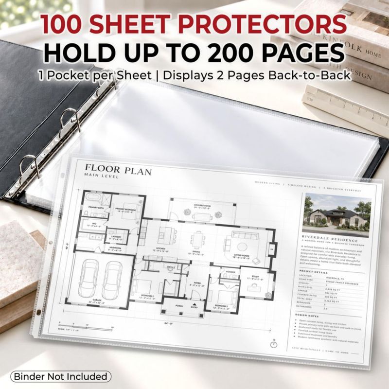 Protectores de hojas Dunwell 11x17 (paquete de 100) transparentes archivables
