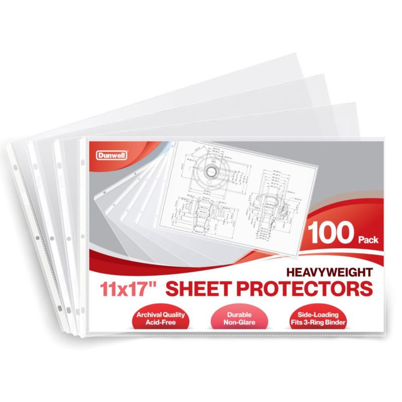 Protectores de hojas Dunwell 11x17 (paquete de 100) transparentes archivables