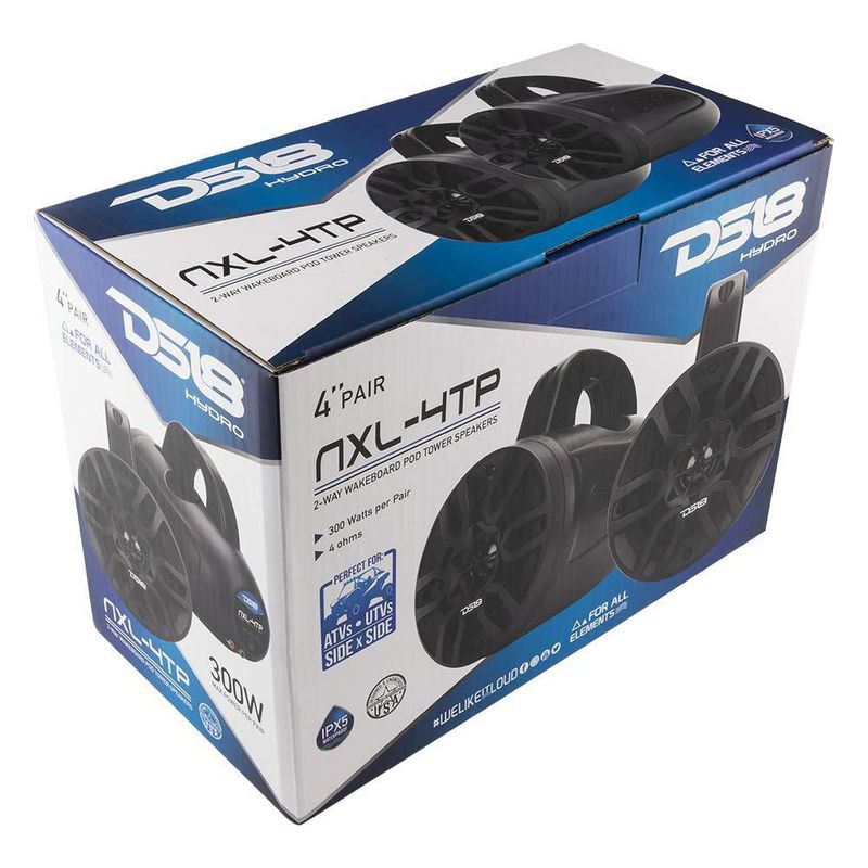 Altavoz DS18 Hydro NXL-4TP/BK de 4 pulgadas 2 vías 150 W IPX5 marino