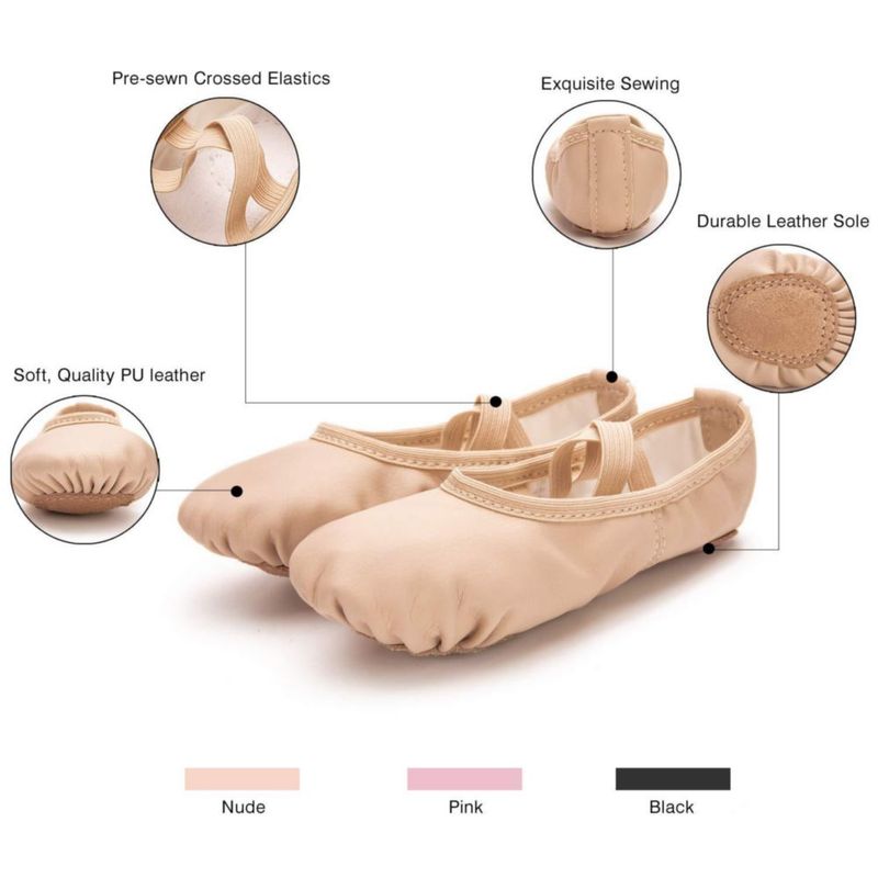 Zapatos de Ballet RoseMoli 1.5 para Niña Pequeña Color Nude Cuero