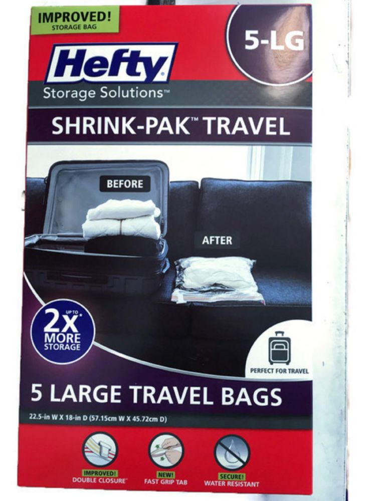 Bolsas de almacenamiento Hefty Shrink-Pak Travel 5 Large