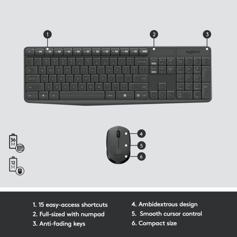 Combo de teclado y ratón Logitech MK235 Wireless Windows