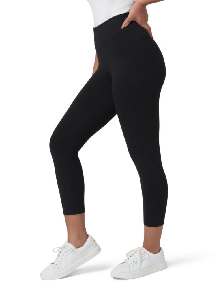 Leggings HUE para mujer de algodón con cintura ancha negro talla S