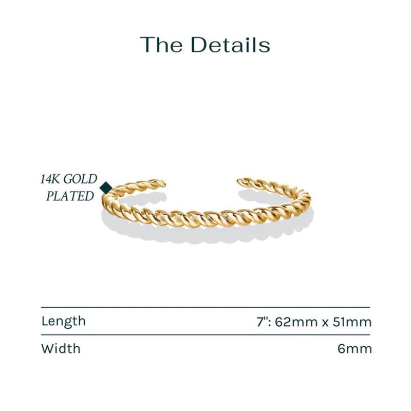Pulsera PAVOI chapada en oro de 14K trenzada 18 cm