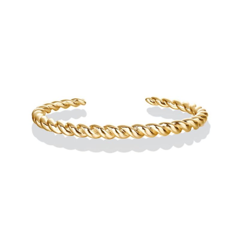 Pulsera PAVOI chapada en oro de 14K trenzada 18 cm