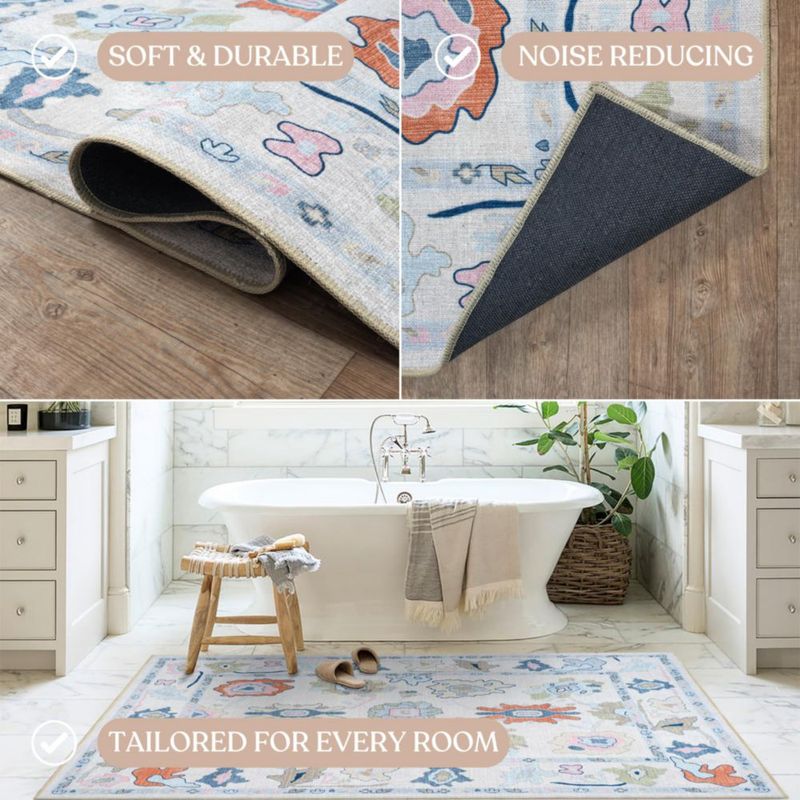 Alfombra Fame Living 175 × 267 cm Crema Floral Lavable