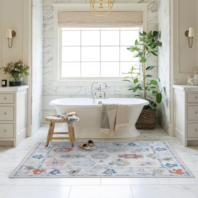 Alfombra Fame Living 175 × 267 cm Crema Floral Lavable