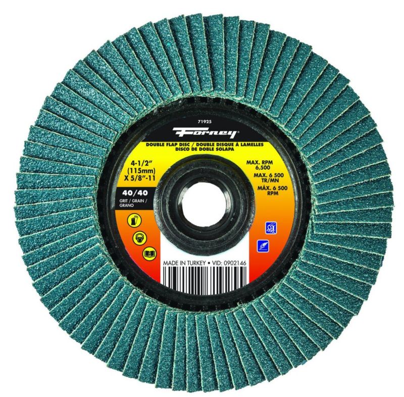Disco de solapa Forney 71925 de doble cara 40 granos 4.5 pulgadas