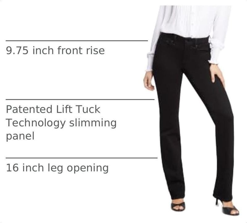 Pantalones NYDJ Marilyn Rectos Negro BDM Talla 12 (EE. UU.)