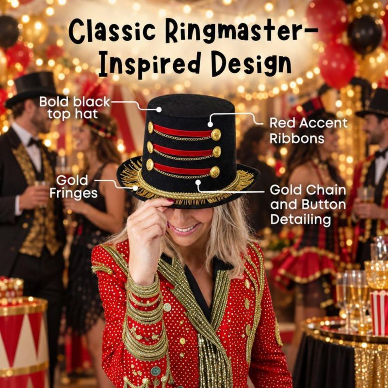 Sombrero de Maestro de Ceremonias Dress Up America 58 cm Talla Adulto
