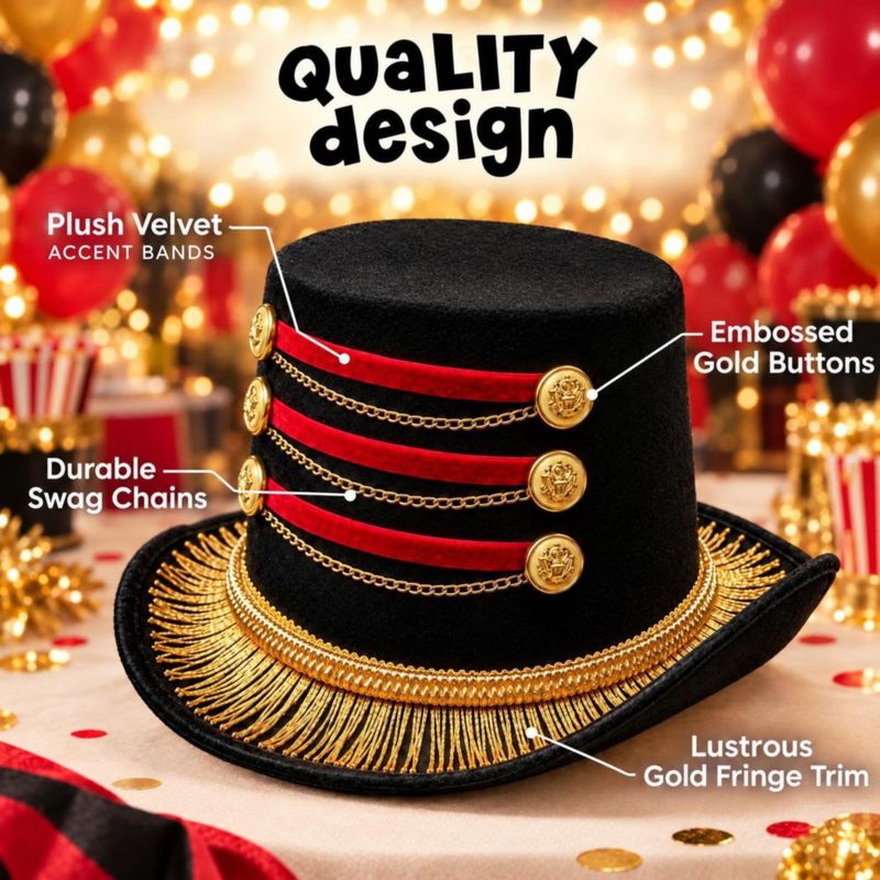 Sombrero de Maestro de Ceremonias Dress Up America 58 cm Talla Adulto