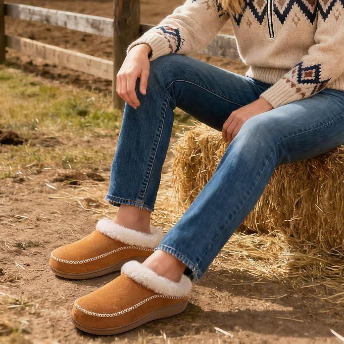 Pantufla Zigzagger color tostado talla 7‑8 estilo deslizante de felpa