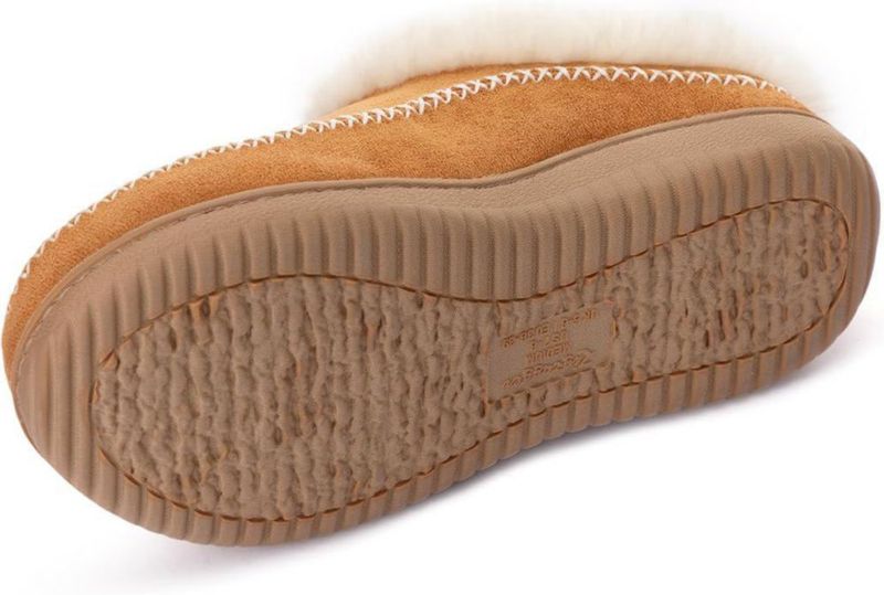Pantufla Zigzagger color tostado talla 7‑8 estilo deslizante de felpa
