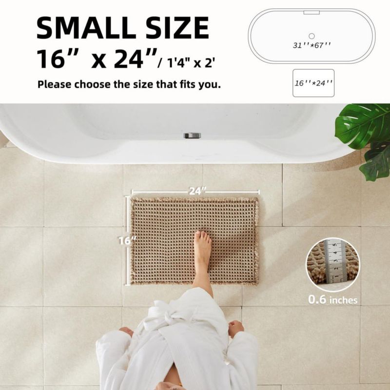 Alfombra de baño TYUU tipo waffle 61x41 cm Beige antideslizante
