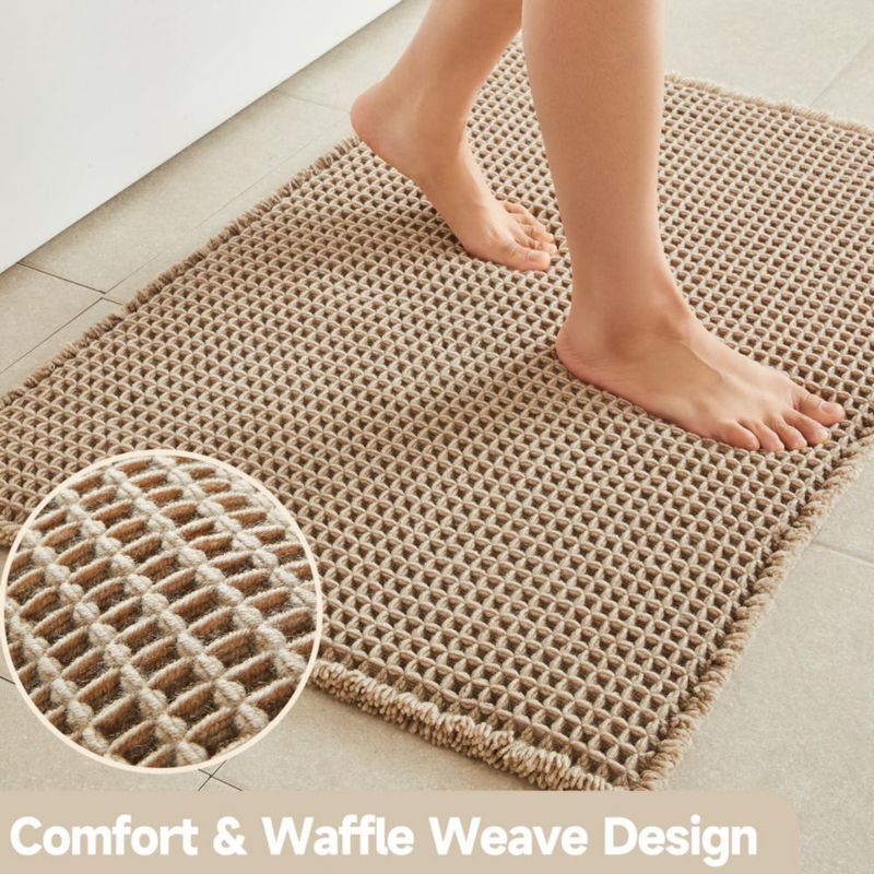 Alfombra de baño TYUU tipo waffle 61x41 cm Beige antideslizante