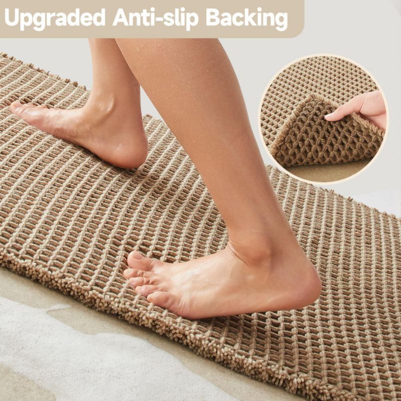 Alfombra de baño TYUU tipo waffle 61x41 cm Beige antideslizante