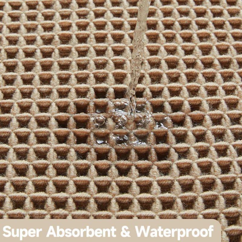 Alfombra de baño TYUU tipo waffle 61x41 cm Beige antideslizante