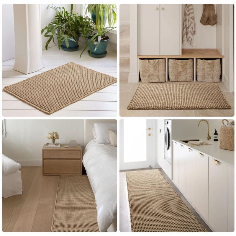 Alfombra de baño TYUU tipo waffle 61x41 cm Beige antideslizante