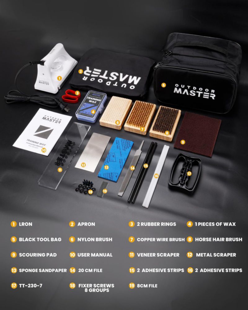Kit de Afinado y Encerado para Esquí y Snowboard OutdoorMaster 110V Plancha de Cera 100 g
