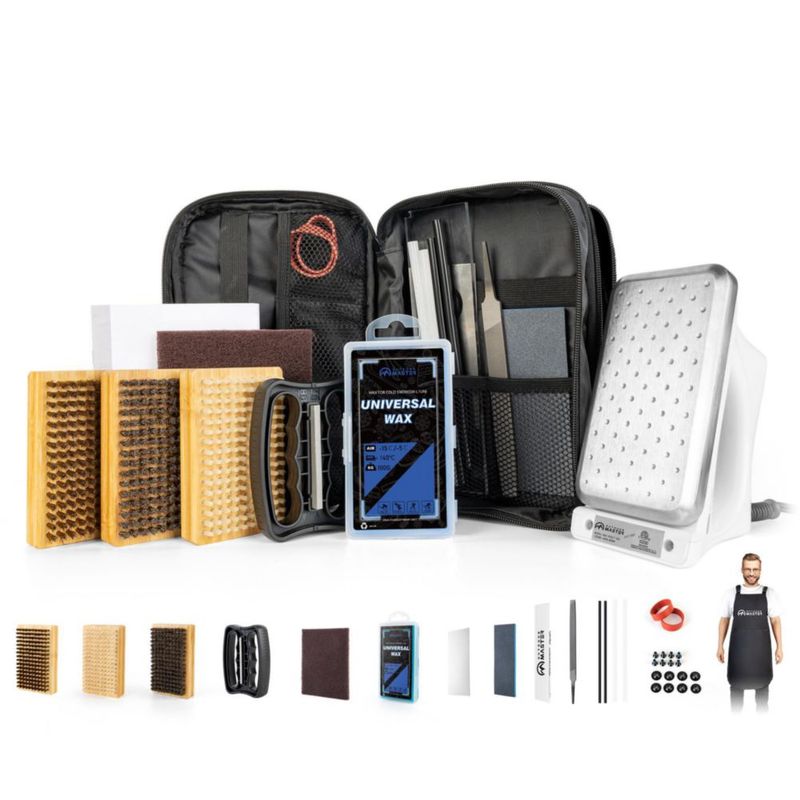 Kit de Afinado y Encerado para Esquí y Snowboard OutdoorMaster 110V Plancha de Cera 100 g
