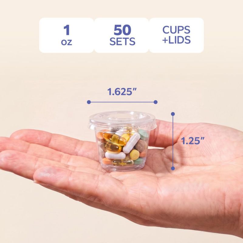 Vasos para shots GUSTO 30 ml paquete de 50 con tapas transparentes