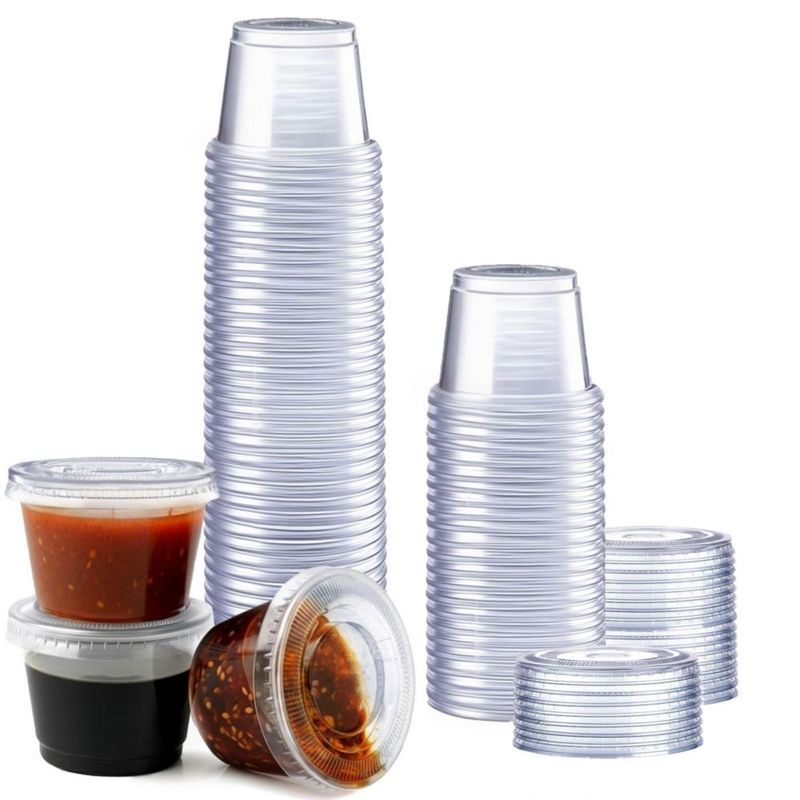 Vasos para shots GUSTO 30 ml paquete de 50 con tapas transparentes