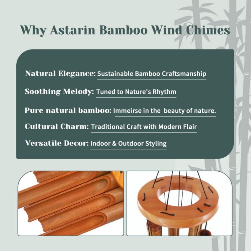 Campanilla de Viento ASTARIN 81 cm Bambú Marrón Oscuro Zen