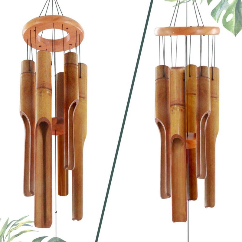 Campanilla de Viento ASTARIN 81 cm Bambú Marrón Oscuro Zen