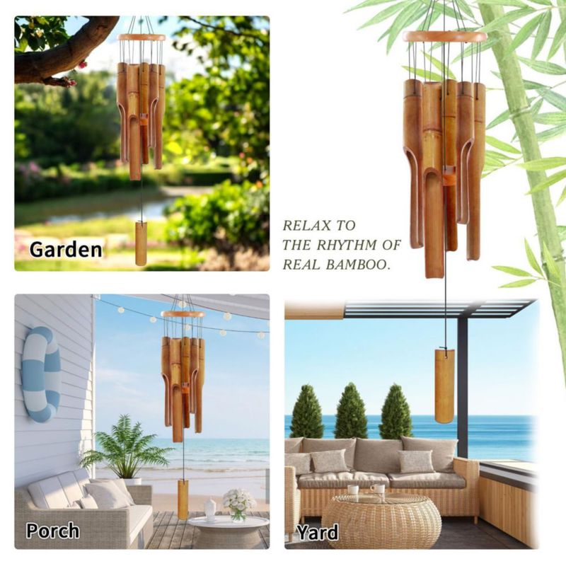 Campanilla de Viento ASTARIN 81 cm Bambú Marrón Oscuro Zen