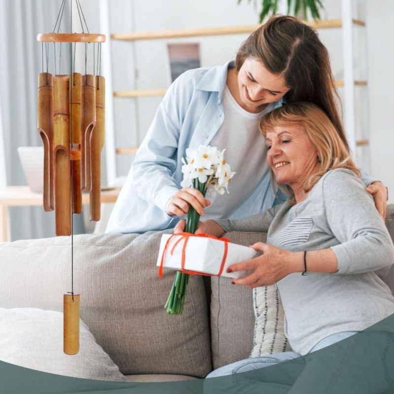 Campanilla de Viento ASTARIN 81 cm Bambú Marrón Oscuro Zen