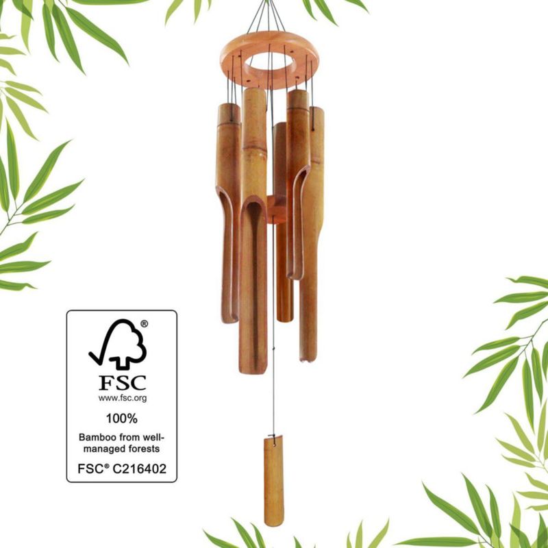 Campanilla de Viento ASTARIN 81 cm Bambú Marrón Oscuro Zen