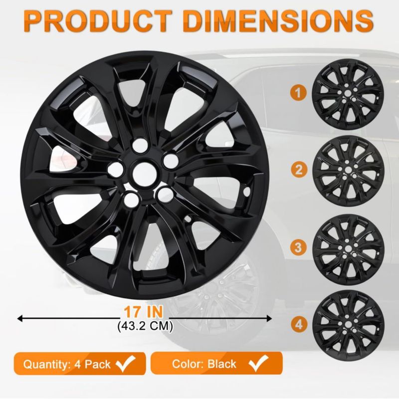 Tapacubos Nilight de 17 pulgadas para Chevrolet Equinox 2018‑2021 paquete de 4 negro